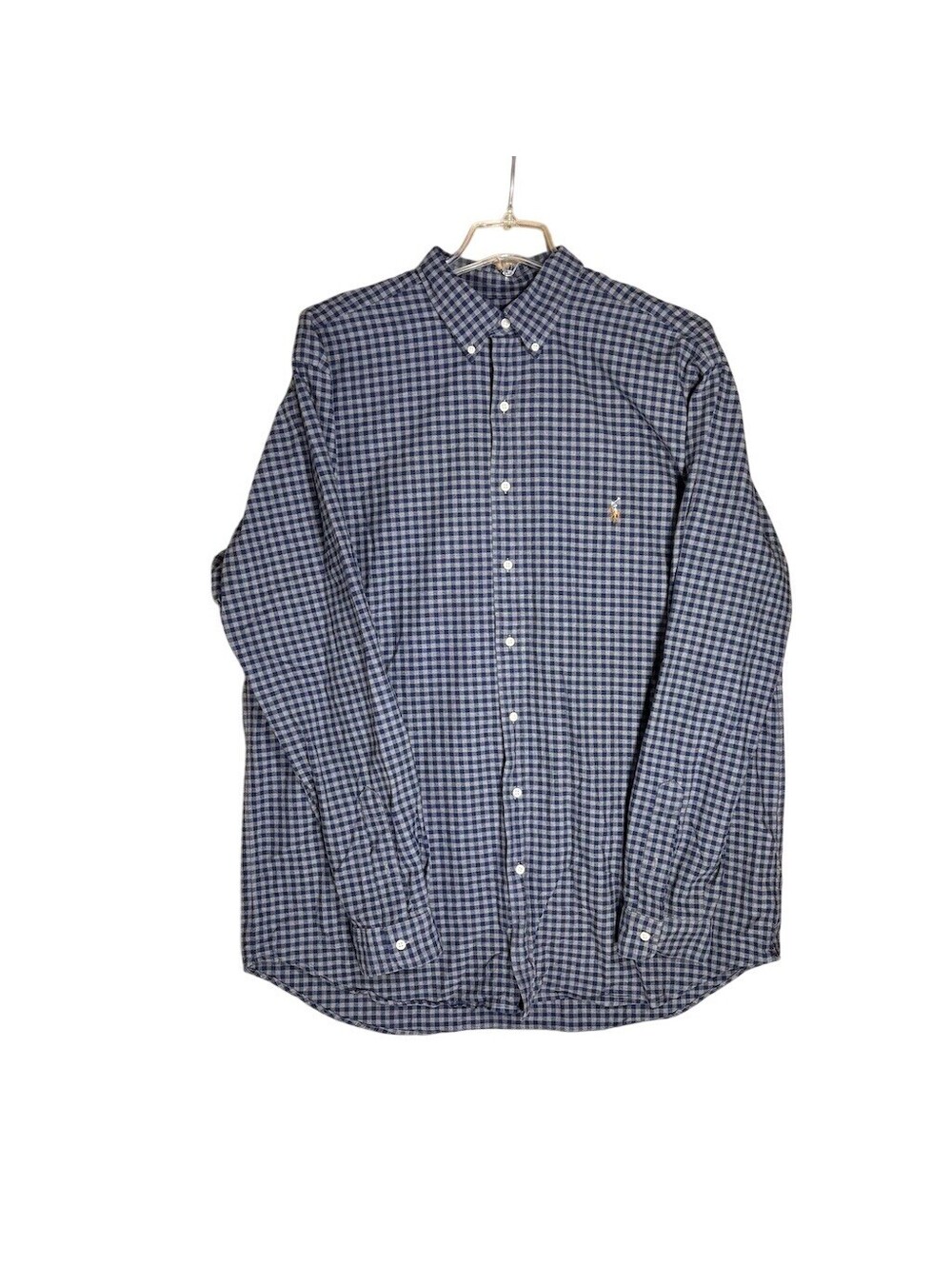 Polo Ralph Lauren Shirt Mens XLT Blue Gingham Check Button-Down Long